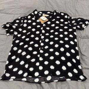 Stylish Black and White Polka Dot Men's Shirt